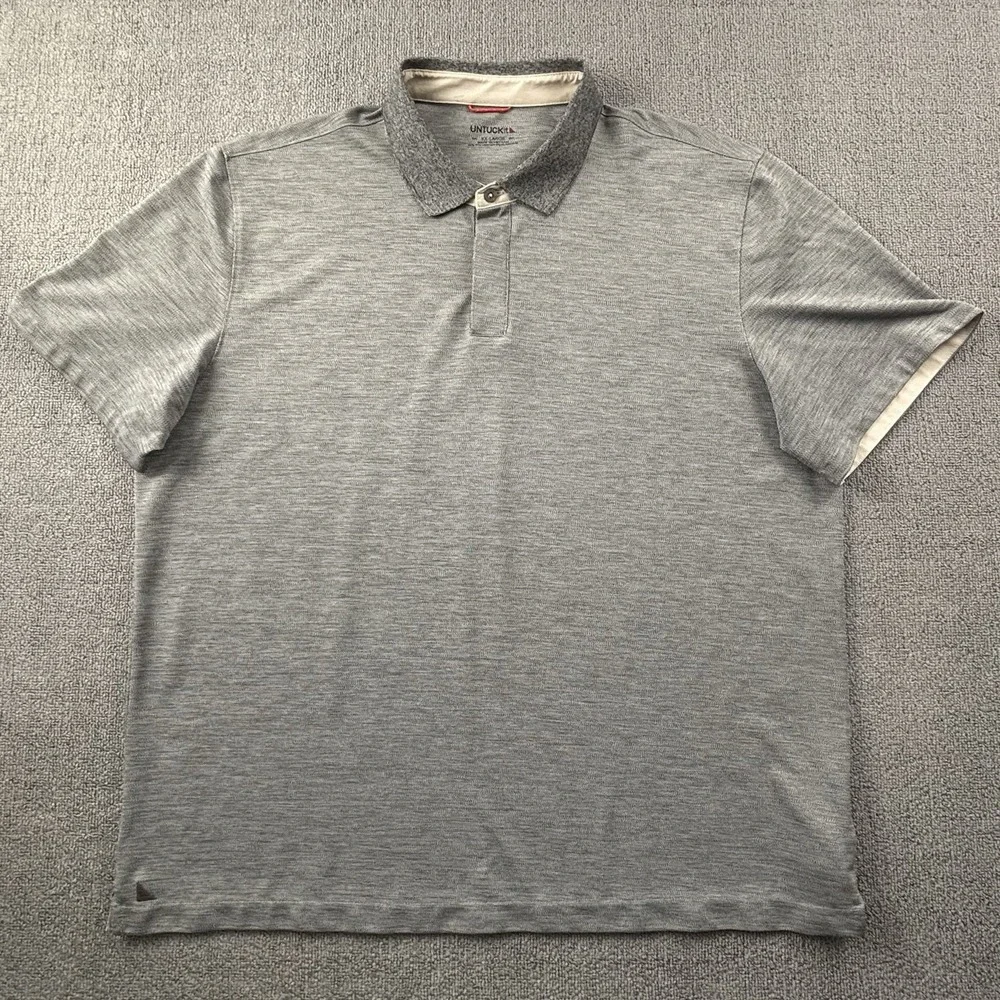 UNTUCKit Polo Shirt Adult 2XL XXL Gray Short Sleeve Casual Preppy Men's
